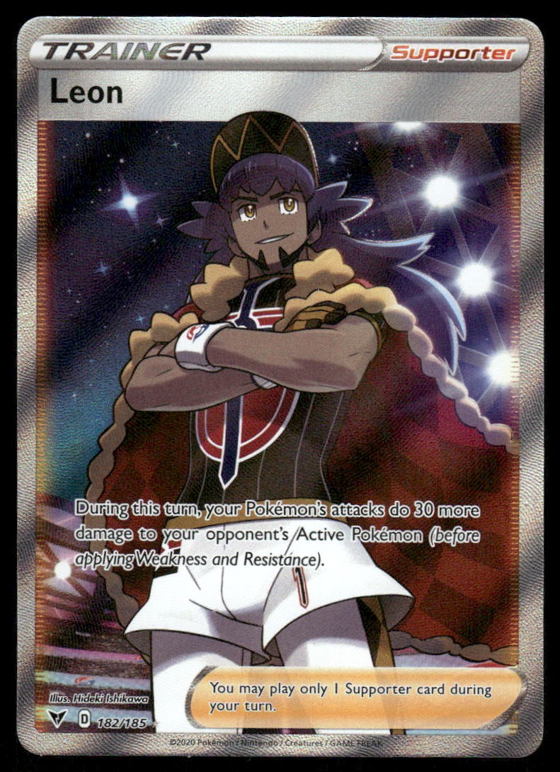 Leon (Full Art) Ultra Rare SWSH04: Vivid Voltage 182/185 LP-NM