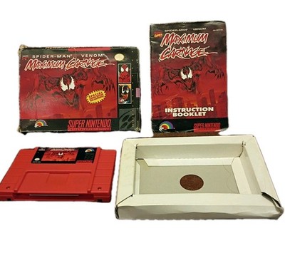 Maximum Carnage Spec Ed RED CART SNES CIB Complete MANUAL SUPER NINTENDO Authent