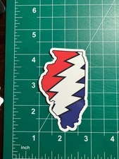 Illinois Stealie - Grateful Dead - Laminated Vinyl Sticker 2"x3"