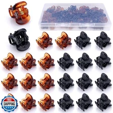 JANYUN 48Pcs Mini Hair Claw Clips, Black Brown Small Hair Clips for Girls Wom