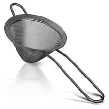 Black Stainless Steel Mini Strainer Small Fine Mesh Sieve for Cocktails Tea
