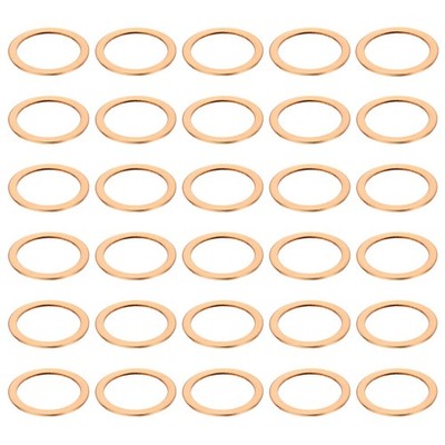 52 Pcs Flat Copper Washers, 22x27x1mm Copper Flat Sealing Crush Ring Washers