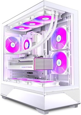 ATX PC Gehäuse 6 x 120mm ARGB PWM Lüfter vorinstalliert Mid Tower Gaming Tower