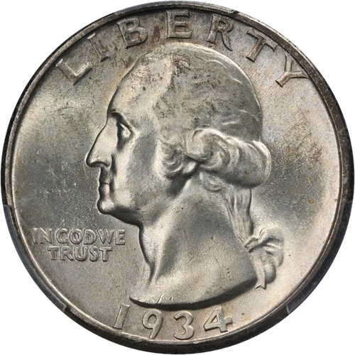 1934-P Washington Quarter Heavy Motto PCGS MS64 Great Eye Appeal Strong Strike