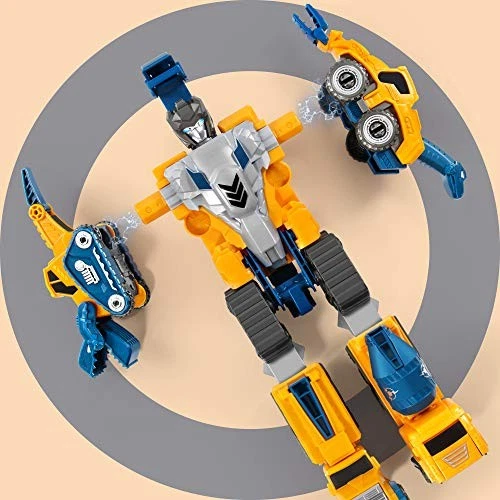  Toddler Robot Construction Vehicles Set – 5Pcs Transforming Robots for Kids -  - Image 4 of 4