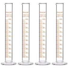 StonyLab 4-Pack Borosilicate Glass 100ml Heavy Wall Graduated Cylinder 100 ml 