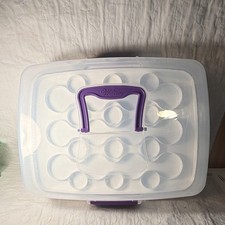 Portavasos Wilton de plástico transparente/púrpura, tapa de mango, 12 artículos para cupcakes #1854