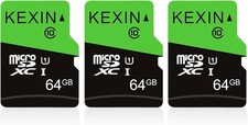 KEXIN 64GB Micro SD Card 3 Pack with SD Adapter microSDXC Memory Card UHS-I C10