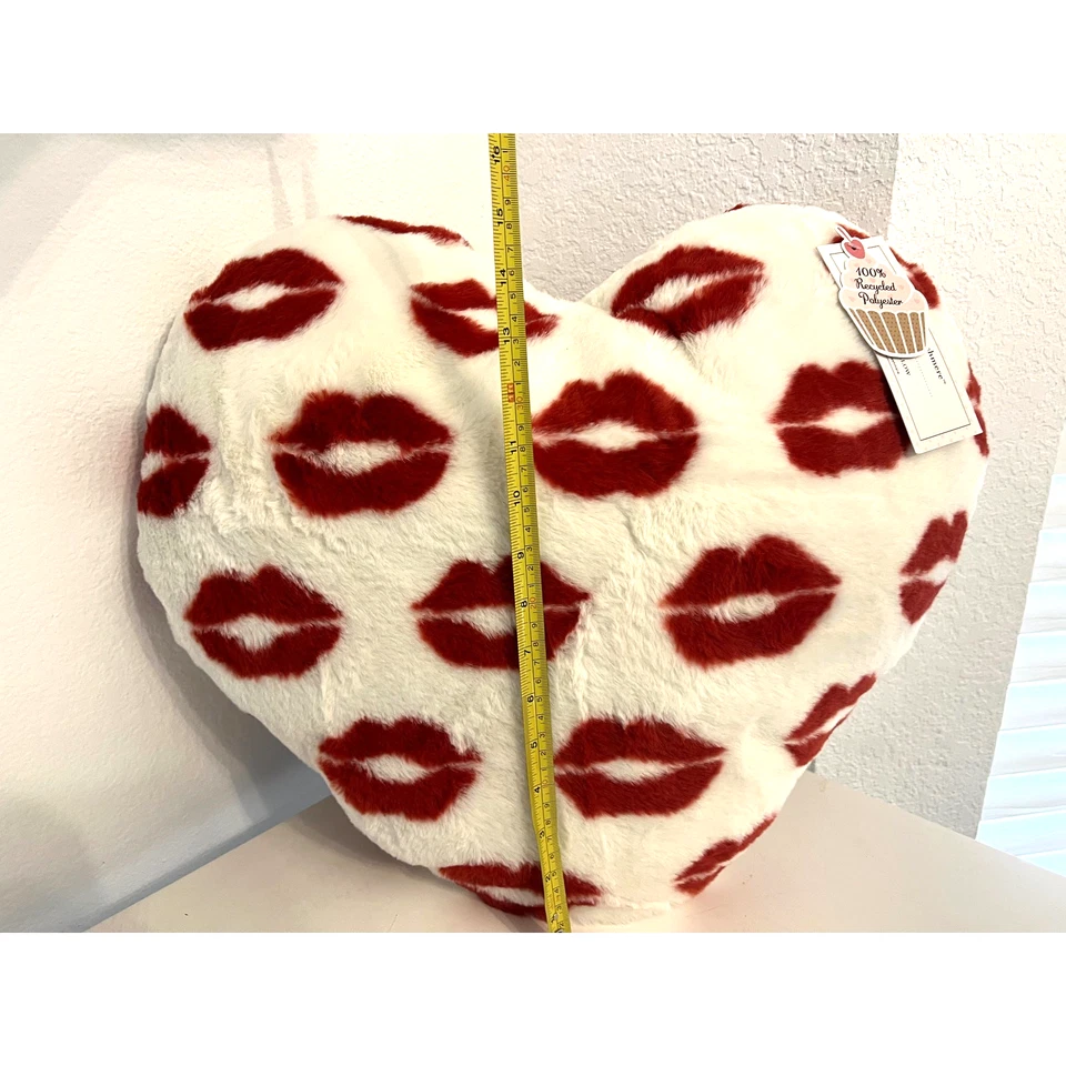 Cupcakes and Cashmere Heart Decorative Pillow Red Shaped Lips Fluffy NWT - Image 4 of 4