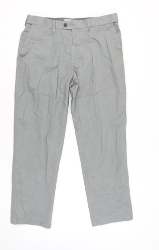 Marks and Spencer Herren Grau Chino Hose 34W 29L Regular Fit Baumwolle