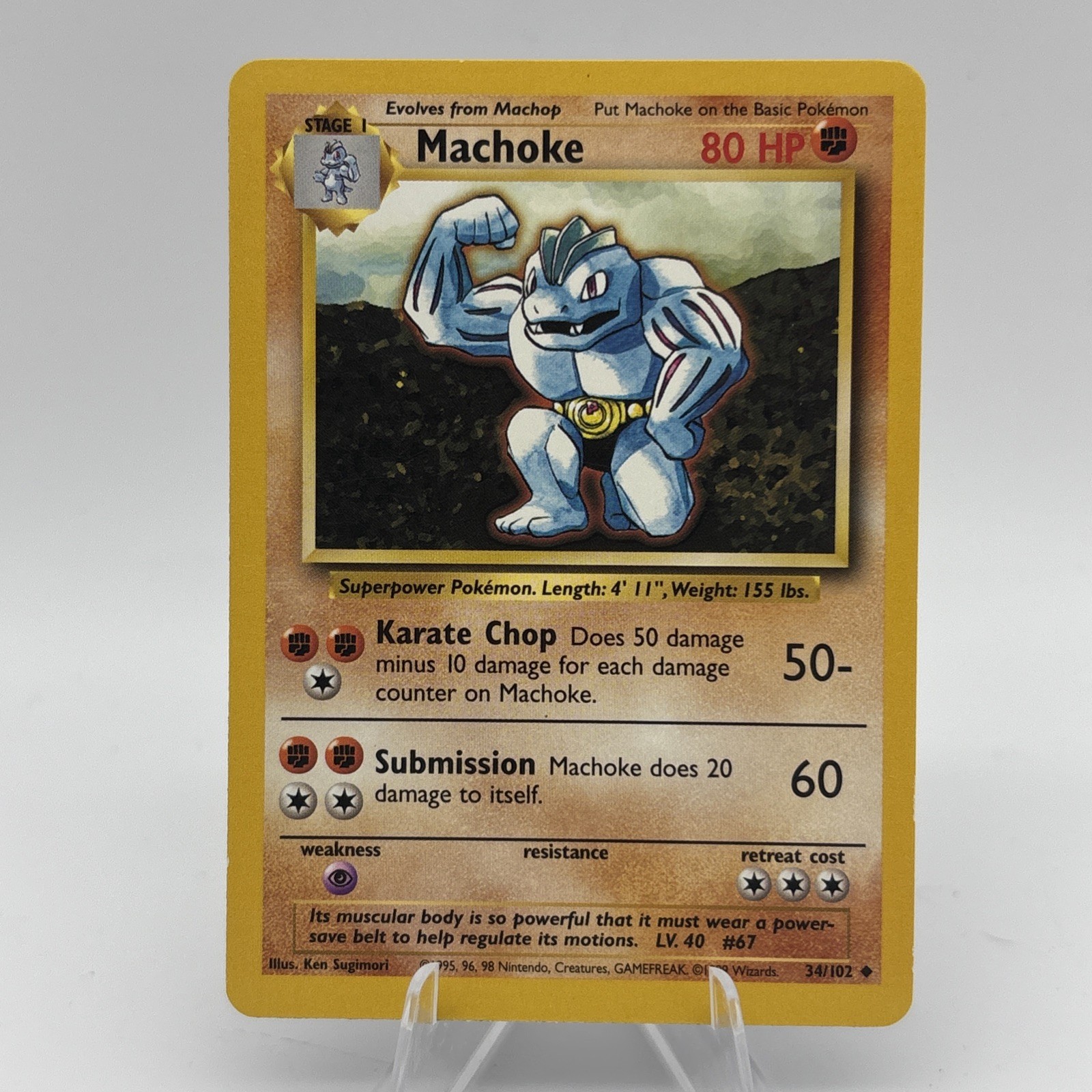1999 TCG Pokémon #34/102 Machoke Non Holo Unlimited Base Set NM
