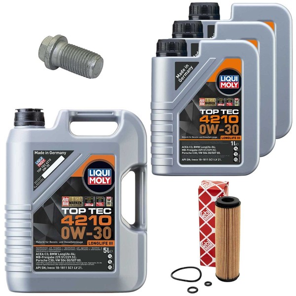 MotoröL Filter Set Top Tec 4210 0W-30 8 Liter + Schraube FüR Mercedes Sprinter-image