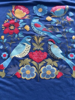 Shein Birds of A Feather Shirt Women's Medium Blue Short Sleeve