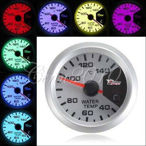 7 color Motor Shift 2" 52mm LED Thermometer Water Temperature Temp Meter Gauge