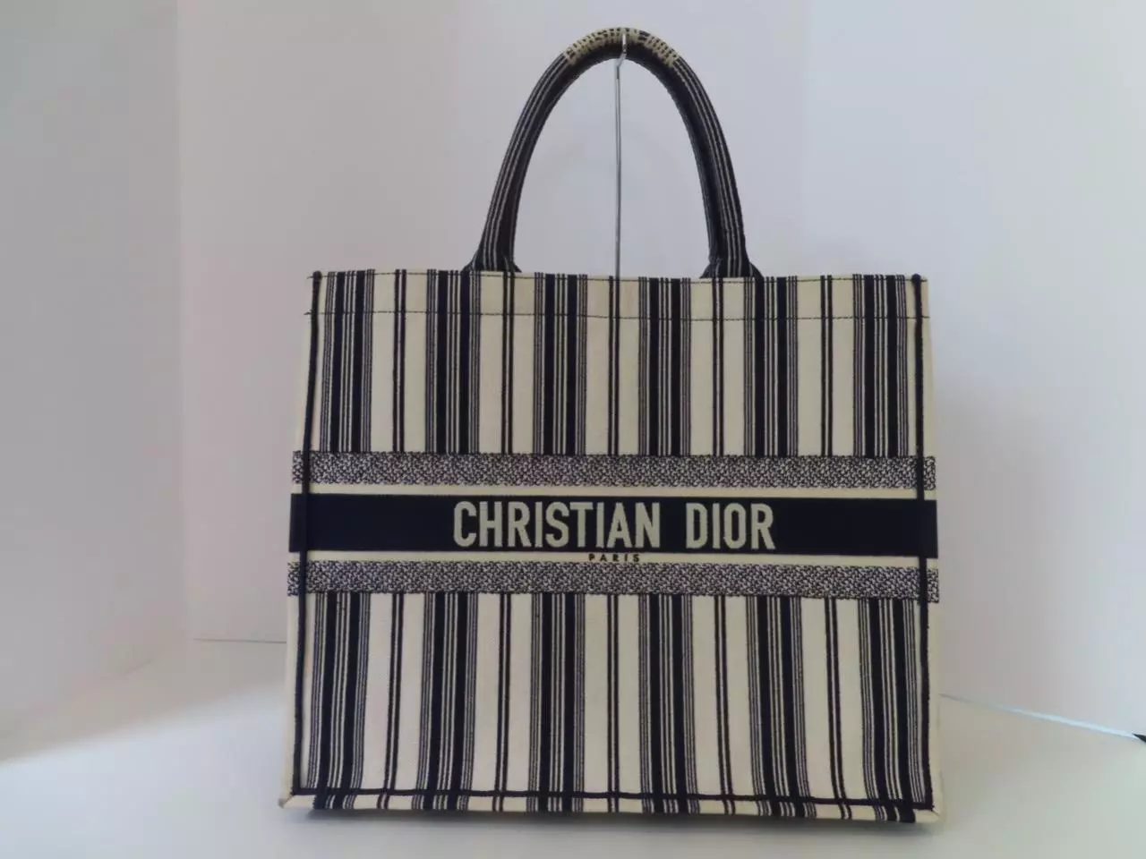 Grand sac fourre tout à rayures Christian Dior marine/Ecru MONOGRAMMÉ « STACEY » 3