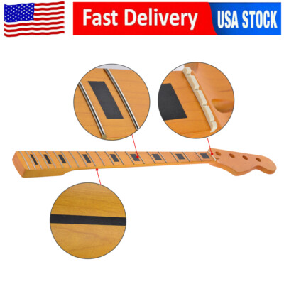 Yellow Matte 20 Frets Electric Bass Guitar Neck for 4 String PB Bass Luthier DIY