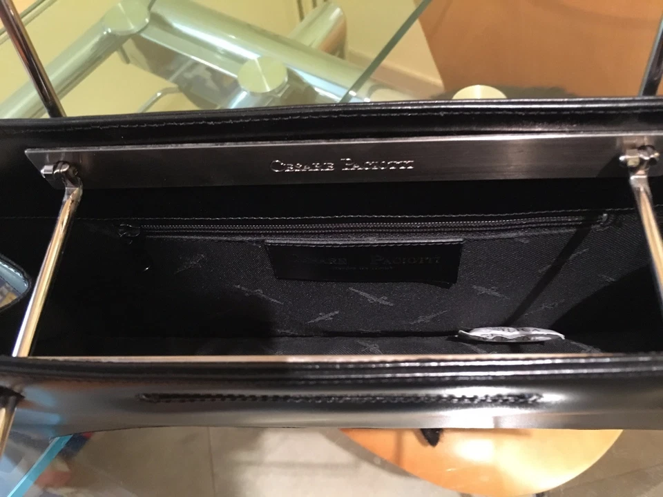 Auténtico bolso de mano de cuero negro para mujer Cesare Paciotti - ¡NUEVO! Foto 3 de 4