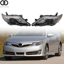 Pair of Headlights Black For 2010-2011 Toyota Camry SE LE XLE Headlamps Halogen