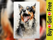 Cheerful Dog Portrait 5"x7" Print on Matte Paper | Vibrant Watercolor Pet Art