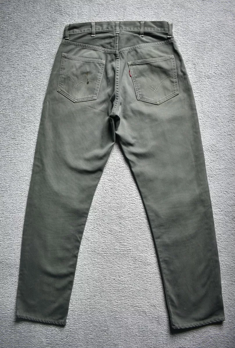Original Vtg 60s Levi's 911K Big E Green Pique Pants Trousers Jeans W28 W28.5