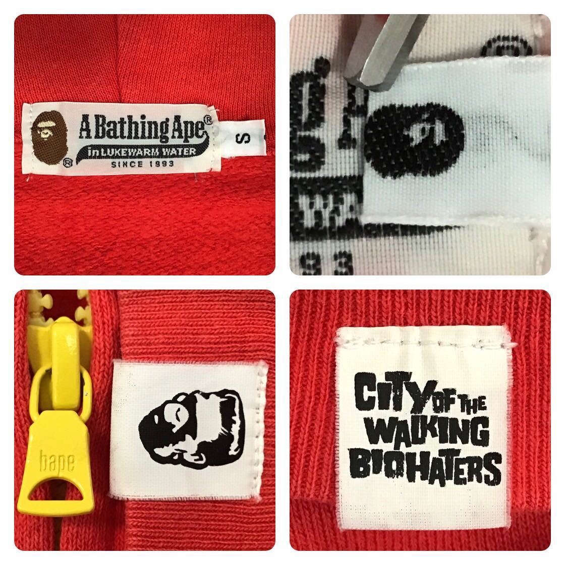 2010 BAPE Neon shark full zip hoodie Red A Bathing Ape Size S | eBay