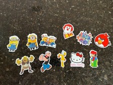 LOT of 11 Variety Stickers Despicable Me minions shrek hello kitty mario popeye