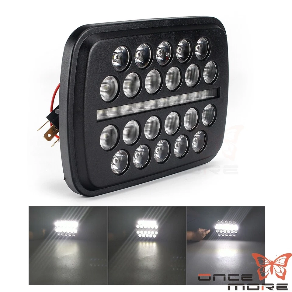 Прямоугольная светодиодная фара 5 x 7 дюймов с дневными ходовыми огнями дальний/ближний свет универсальный черный корпус - Изображение 4 из 4