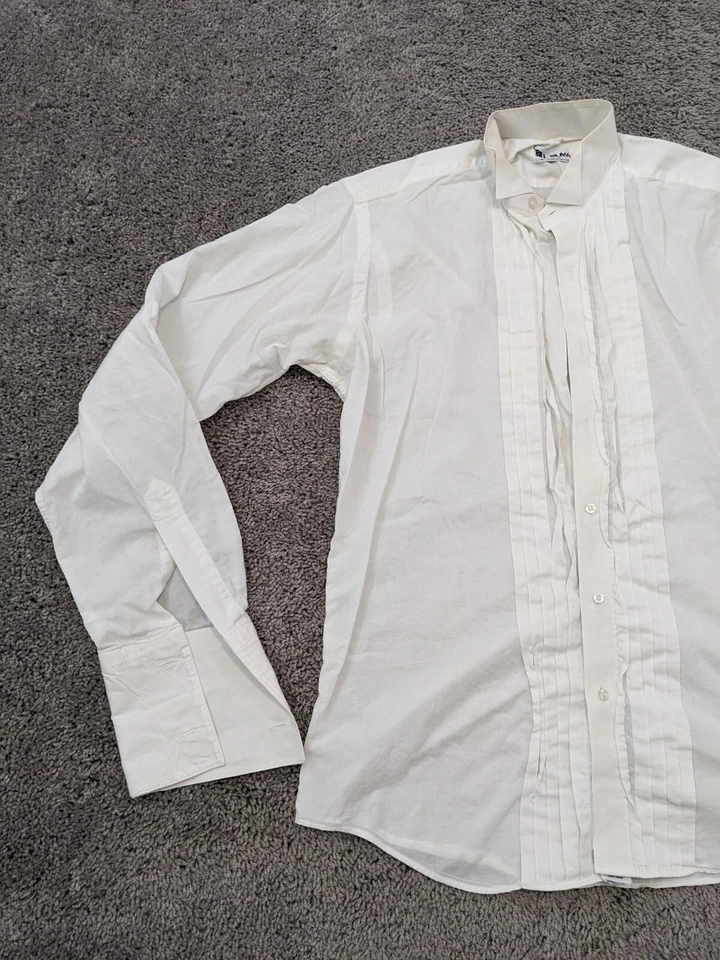 Bill Blass Tuxedo Shirt Mens 15.5/35 White Button Up French Cuff Made in USA - Image 3 of 4