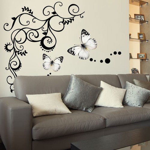 Large Butterfly Vine Vinyl Wall Stickers, Wall Decals, Wall Graphics, Wall Art eBay