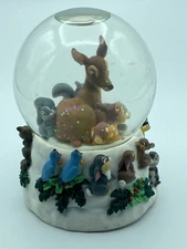 Disney Bambi Musical Snow Globe Christmas 'Cantique De Noel' Enesco Working
