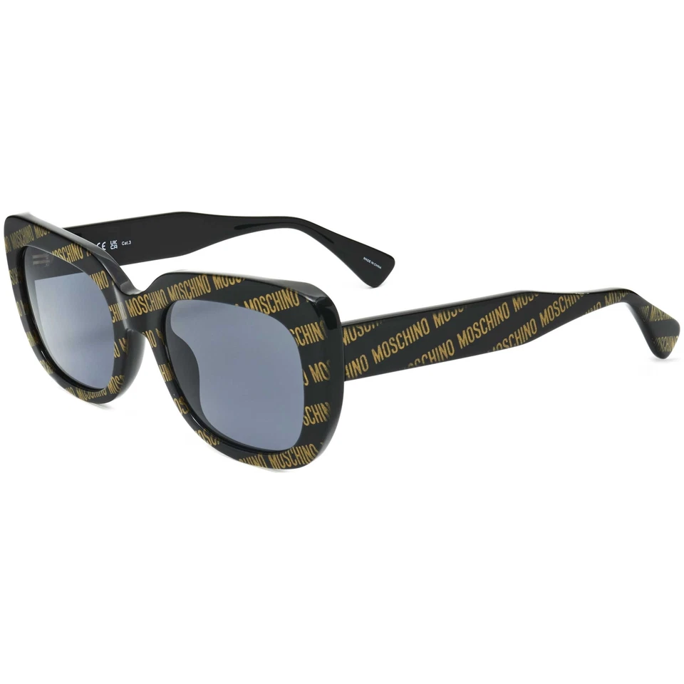 Gafas de sol Moschino para mujer 53 mm negras con patrón de logotipo dorado MOS132-S-7RM-53