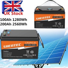 12V 200Ah 100Ah Lithium LiFePO4 Battery BMS Deep Cycle LCD Solar Power RV Boat