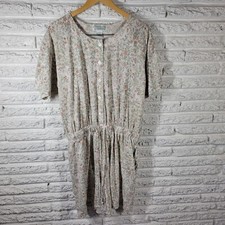 Shenanigans Women Romper 20 Plus Shorts Tan Floral Poly Blend Pockets Drawstring