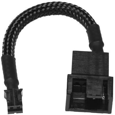 CRJ Micro 2-Pin Fan Adapter Cables 2-Pack - 4-inch 10cm Black Sleeved - Conne...