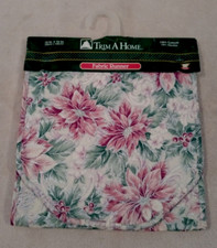 Trim A Home quilted fabric Poinsettia table runner 100 cotton 12" x 72" - NWT
