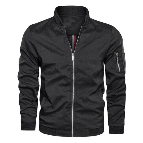 NEU Herren Full Zip Bomber Jacke Leicht Windjacke Freizeit Frühling Herbst Dünn - Bild 7 von 21