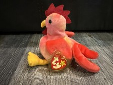 Vtg Ty Teenie Beanie Babies - Strut The Rooster 5.5" Chicken Bean Plush