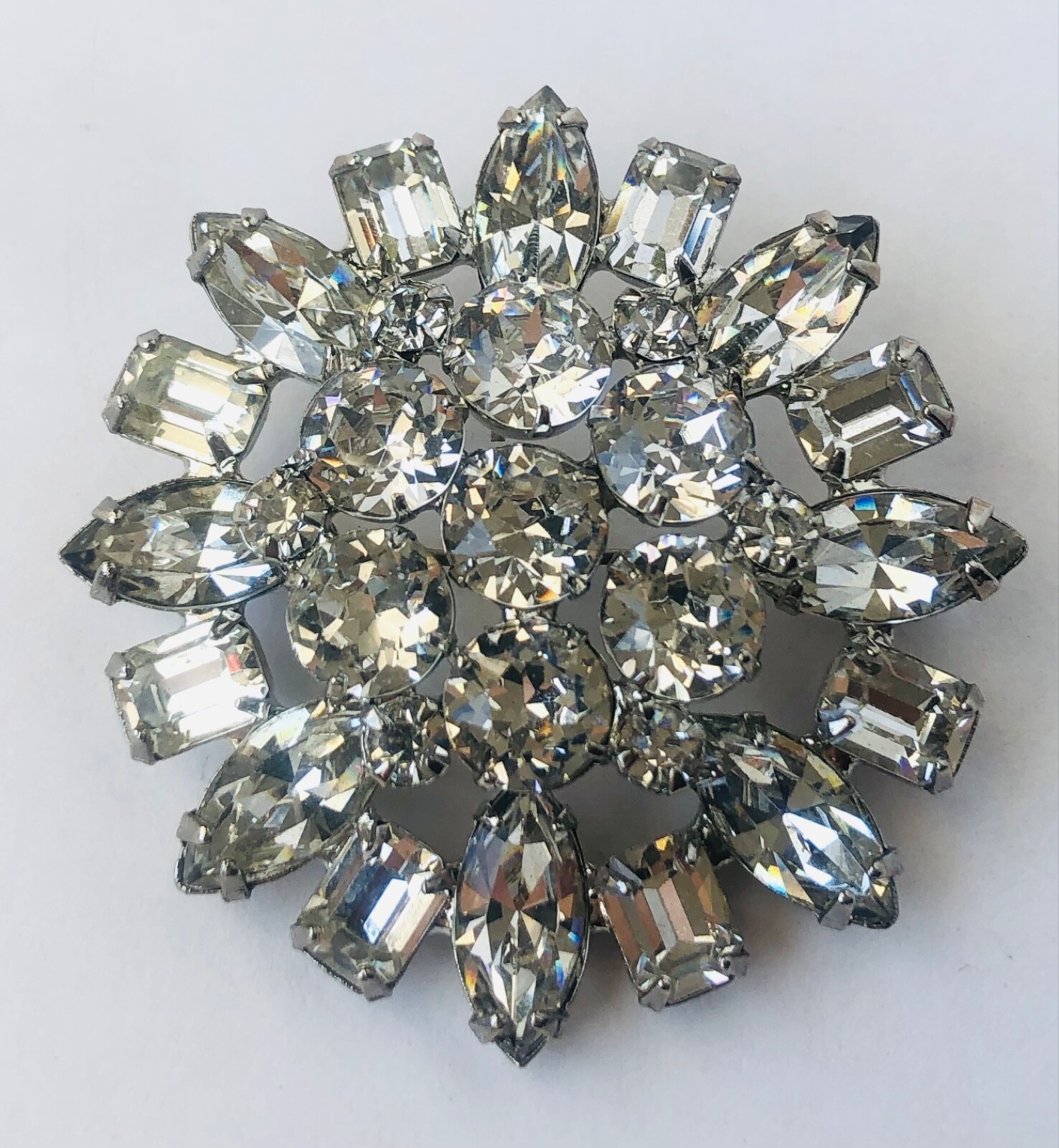 Vintage Weiss Icy White Rhinestone Brooch 22.9g Signed | eBay