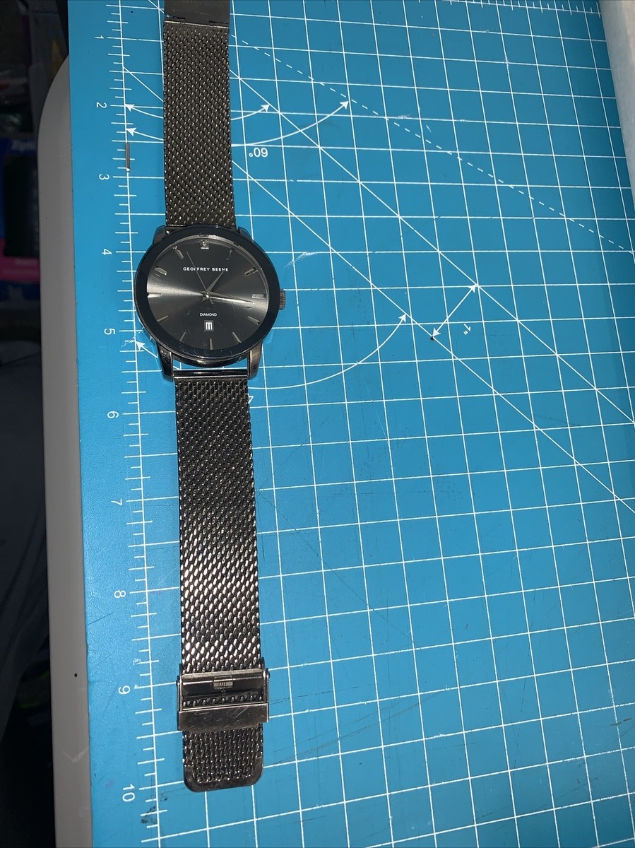 Mens Geoffrey Beene Gunmetal-tone Mesh Watch Diamond Dial  display picture 1