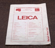 1980 Leica Leitz Photographic Equipment Price List