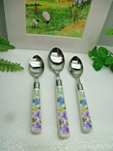 Gibson Floral  UNKNOWN  Blue, Purple flowers  Stainless Teaspoons & Place Spoon