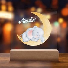Lighted Acrylic Nursery Boy's Room Nightlight with Personalized Name