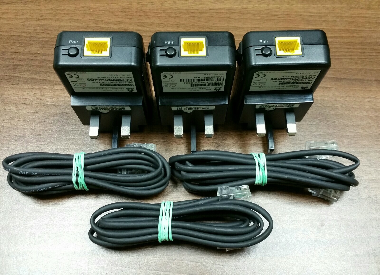 3 x TalkTalk Huawei PT200AV Powerline Adapters HomePlugs BT, SKY