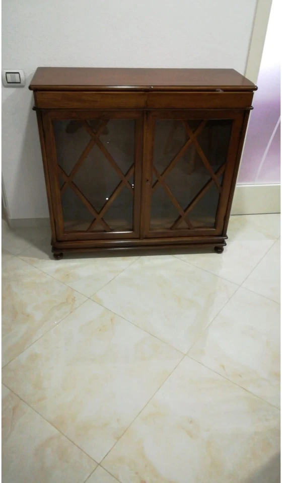 VETRINA DISPENSA LIBRERIA ARTE POVERA FINITURA BASSANO CLASSICO 2 CASSETTI - Immagine 3 di 4