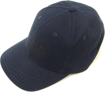 Coach Navy Blue Black Embroidered Adjustable Baseball Cap Hat, M/L