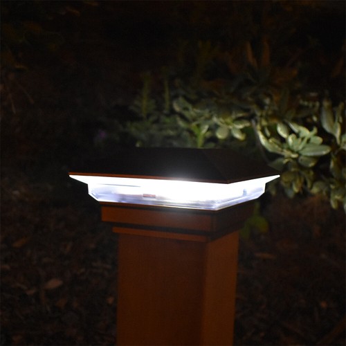 8 Black Bronze Brown Copper White 4x4 Solar Post Lights Cap Deck Fence Outdoor - Picture 30 of 35