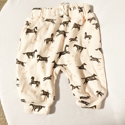 Finn + Emma Baby 100% Organic Cotton Casual Pants Sz 0-3 Months Horse Print