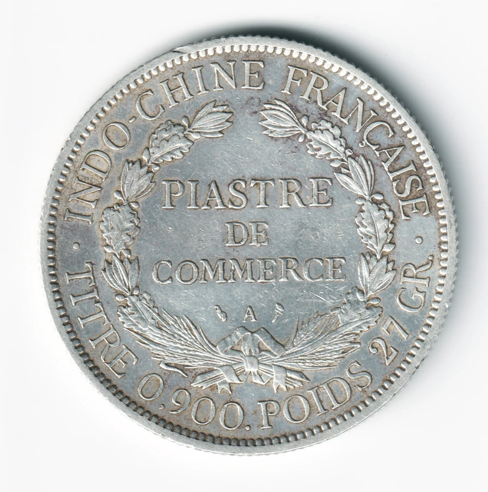 Moneda piastra de comercio francesa 1901A indochina plata francesa km#5a.1 Foto 2 de 2