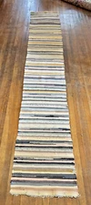 HTF Narrow Swedish Hand Made Rag Rug (19x 105 inches) 1920s