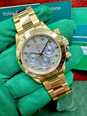 Rolex Daytona Zenith Factory Pave Emerald Diamond Dial 16528 Rolex Daytona Zenith Factory Pave Emerald Diamond Dial 16528